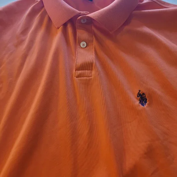 Men's Us Polo Assn Orange Polo Shirt Large - Picture 3 of 11